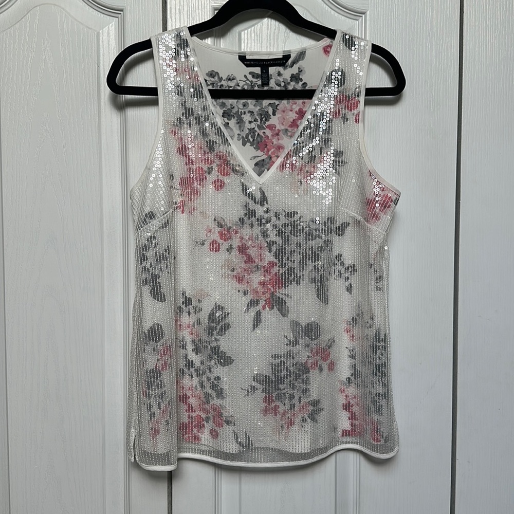 White House Black Market Sequin Sleeveless Blouse